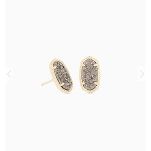Ellie Gold stud earrings in platinum drusy